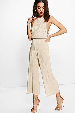 Boohoo Eva Crinkle Drop Arm Culotte Jumpsuit