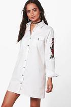 Boohoo Lizzie Premium Embroidered Shirt Dress