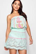 Boohoo Ibiza Embroidered Smocked Beach Dress