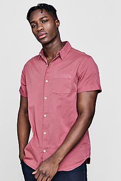 Boohoo Dusky Pink Garment Dyed Short Sleeve Shirt