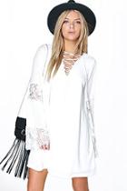 Boohoo Miriam Lace Up Lace Insert Swing Dress