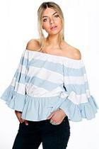 Boohoo Paige Striped Off The Shoulder Top