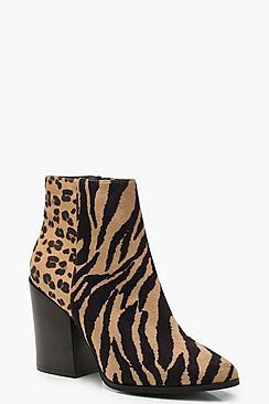 Boohoo Mix Animal Western Boots