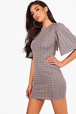 Boohoo Anna Check Wide Sleeve Shift Dress