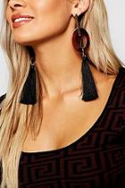 Boohoo Tortoiseshell & Gold Tassel Earrings