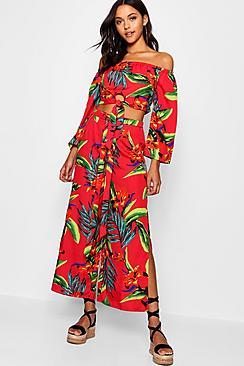 Boohoo Tall Olivia Bardot Wide Sleeve Culotte Co-ord