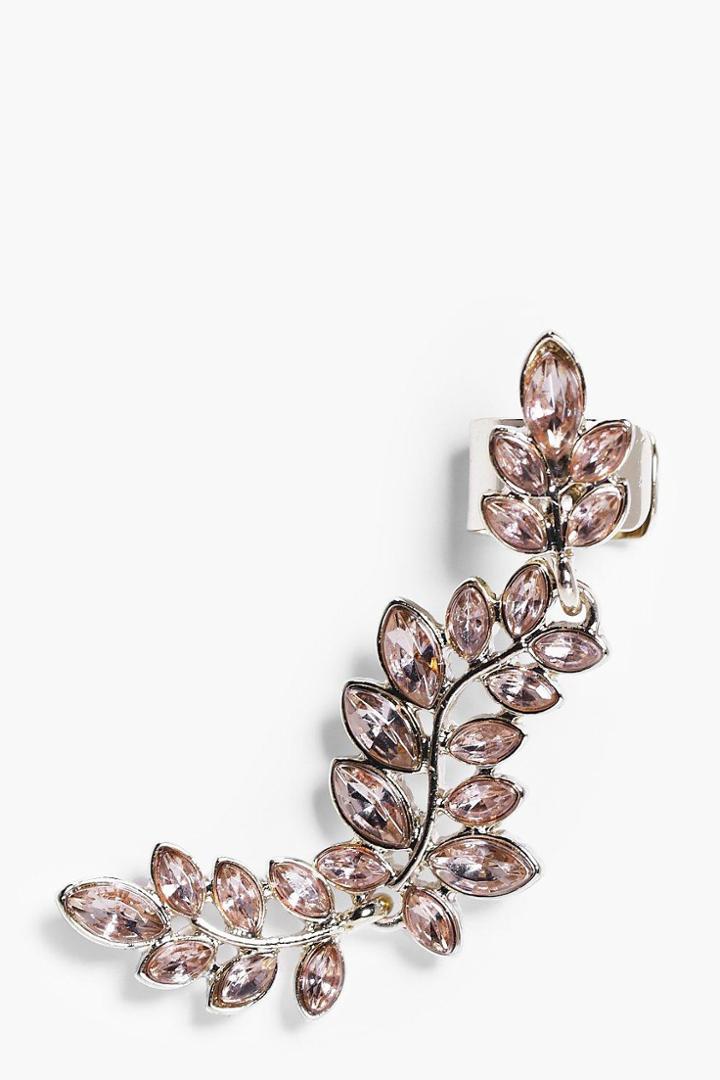 Boohoo Leah Diamante Floral Leaf Ear Cuff Gold