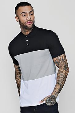 Boohoo Colour Block Short Sleeve Polo Shirt