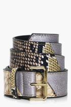 Boohoo Casey Multi Fabric Boyfriend Belt Multi