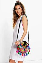 Boohoo Karie Multi Coloured Pom Pom T-shirt Dress