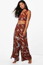 Boohoo Abbie Banana Leaf Beach Trouser Co-ord