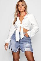 Boohoo Plus Holly Extreme Ripped Wash Denim Skirt
