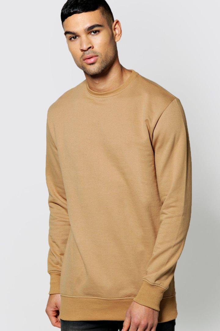 Boohoo Basic Crew Neck Sweatshirt Tan