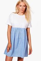 Boohoo Ivy Drop Hem Stripe Smock Dress