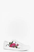 Boohoo Amy Floral Embroidered Lace Up Trainer