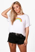 Boohoo Plus Lola Rainbow Print T-shirt White