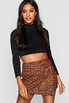 Boohoo Snakeskin Giant Button Skort