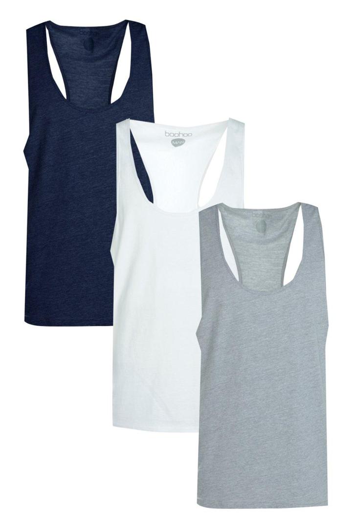 Boohoo 3 Pack Racer Back Tank Tops Multi