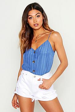 Boohoo Stripe Horn Button Cami