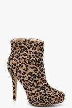 Boohoo Leopard Print Stiletto Shoe Boots