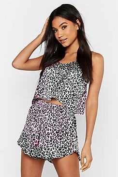 Boohoo Ombre Leopard Ruffle Short Set