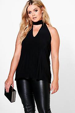 Boohoo Plus Monica High Neck Plunge Top