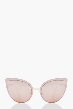 Boohoo Amy Oversize Cat Eye Pink Lens Sunglasses