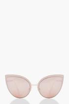 Boohoo Amy Oversize Cat Eye Pink Lens Sunglasses
