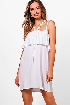 Boohoo Cross Strappy Eyelet Swing Dress