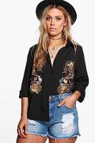 Boohoo Plus Louise Embroidered Shirt