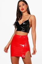 Boohoo Megan Thigh Split Vinyl Mini Skirt