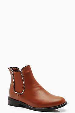 Boohoo Beaded Trim Chelsea Boots