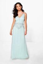 Boohoo Boutique Tasha Beaded Strappy Maxi Dress Mint