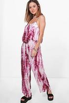 Boohoo Petite Natalie Tie Dye Coin Jumpsuit