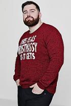 Boohoo Big And Tall Christmas Red Marl Slogan Jumper