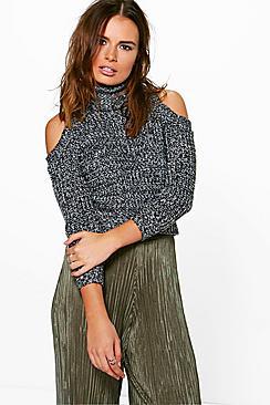 Boohoo Erin Marl Roll Neck Soft Knit Jumper