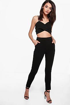 Boohoo Crepe Stretch Skinny Pants