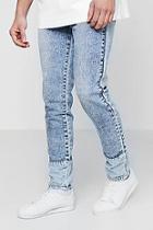 Boohoo Skinny Fit Acid Wash Jeans With Panelled Hem