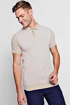 Boohoo Knit Interest Short Sleeve Polo