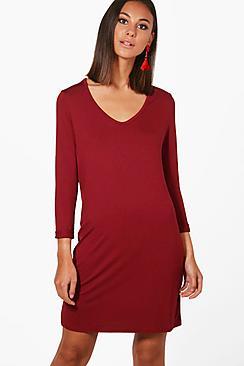 Boohoo V Neck T-shirt Shift Dress