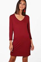 Boohoo V Neck T-shirt Shift Dress