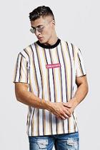 Boohoo Extended Neck Loose Fit Embroidered Stripe Tee