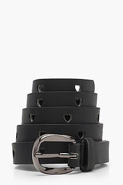 Boohoo Mia Pastel Heart Cut Out Skinny Belt