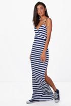 Boohoo Tall Arabella Stripe Wrap Maxi Dress Multi