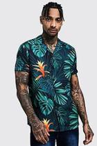 Boohoo Palm Print Short Sleeve Revere Shirt