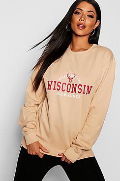 Boohoo Wisconsin Slogan Sweat