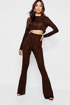 Boohoo Knitted Snake Print Pants Set