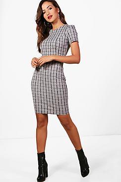 Boohoo Holly Check Fitted Tailored Dress