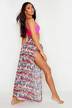 Boohoo Rainbow Snake Tie Beach Sarong