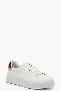 Boohoo Leopard Back Platform Trainers